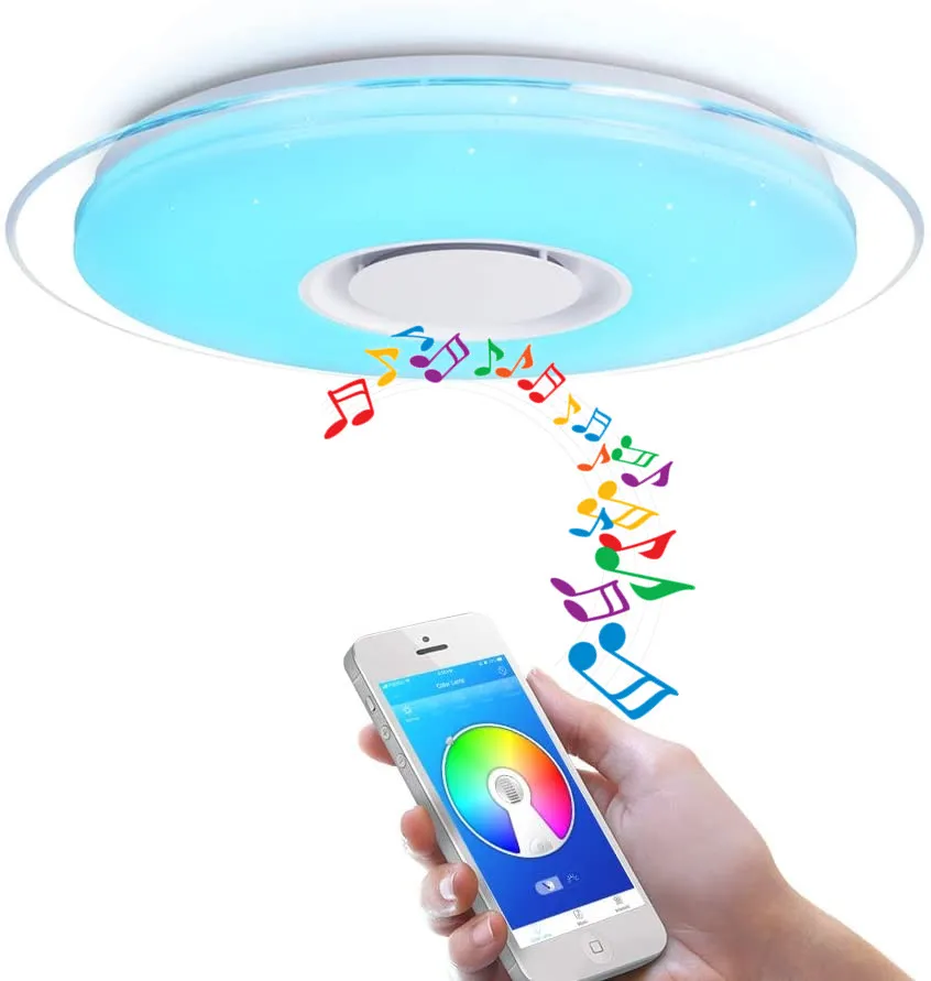 Умная музыкальная Светодиодная лампа с Bluetooth динамиком потолочные светильники