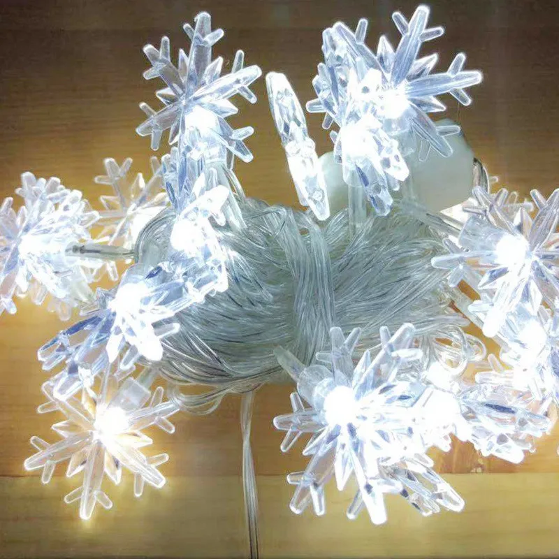 Рождественские украшения для дома фея 10 м 100 светодиодные фонари Новогодние украшения Гирлянда на Рождественское дерево украшения Navidad Kerst - Color: Snowflake White