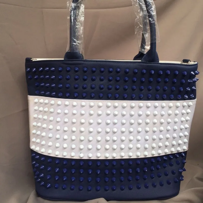 Известный бренд водонепроницаемый заклепки холщовая женская сумка высокой емкости джинсовая сумка Bolsa сумка через плечо сумка женская разноцветная - Цвет: 2