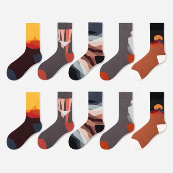 

Unisex Painting Style Women Socks 100 Cotton Harajuku Colorful Kawaii Full Socks Women1 Pair Streetwear Size 35-43 Men Socks