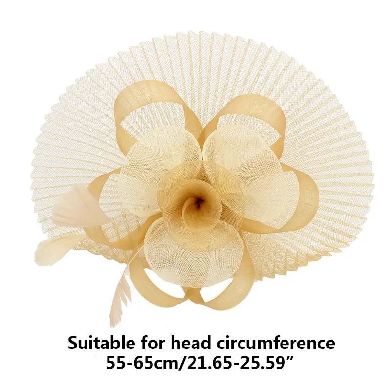 Women Fascinator Hat Flower Feathers Fancy Ribbons Net Mesh Tea Party Banquet U50C