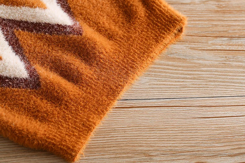 Осенняя новая детская одежда Корейский волнистый шерстяной вязаный норковая бархатная свитер детский свитер