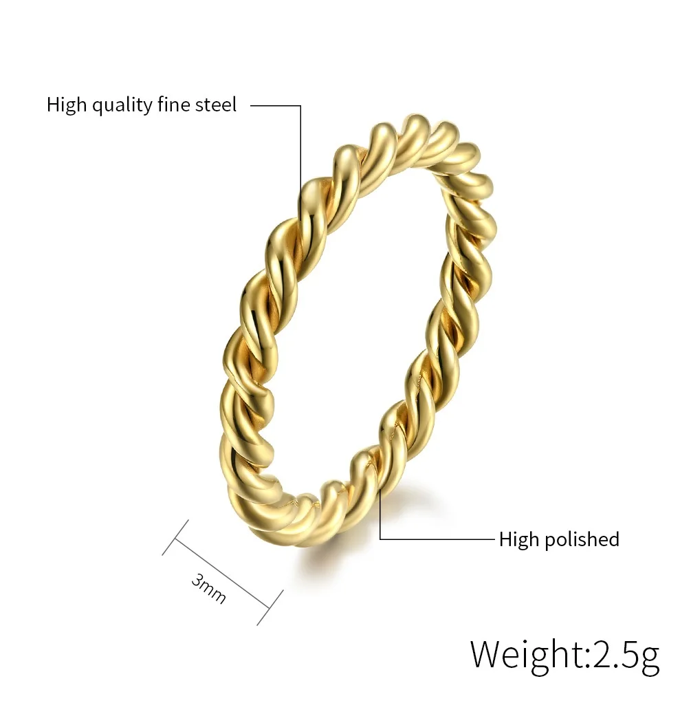 Black Rose Gold Stainless Steel Twisted Ring - Fashion Jewelry, US Sizes 7-12