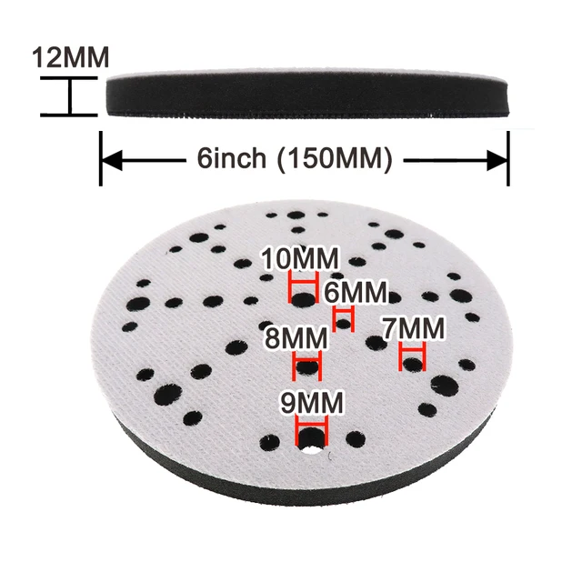 Almohadilla De Esponja Para Pulidora 150mm – Suave, Con Velcro, Reduce Vibración Y Ruido, Para Máquinas Eléctricas O Neumáticas