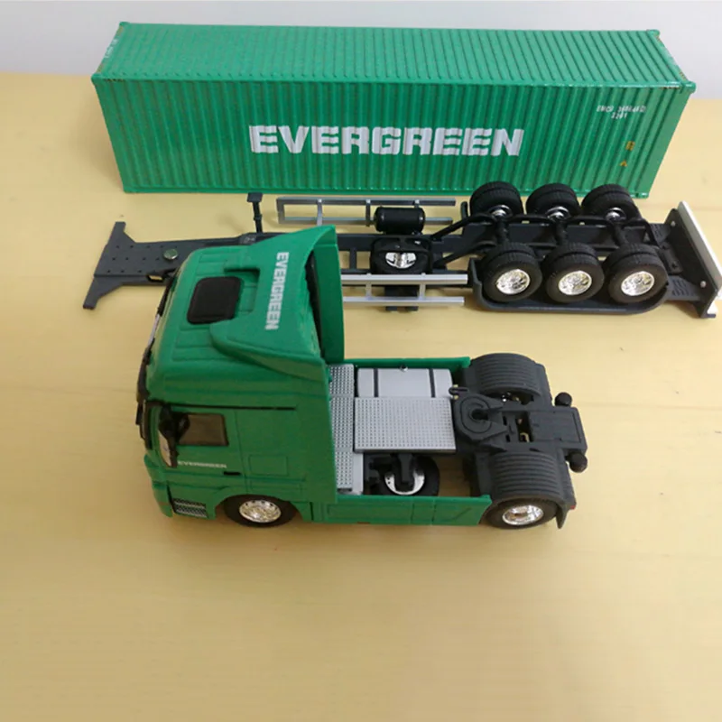 1:50 Масштаб сплав металлический контейнер грузовика-трейлера EVERGREEN грузовой логистики грузовик литья под давлением модель зеленый цвет инженерный автомобиль игрушка