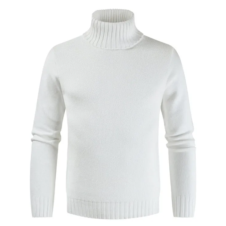 Осень зима новые мужские свитера Модные водолазки с длинным рукавом Slim Fit пуловер мужские кашемировые свитера повседневные пуловеры - Цвет: white
