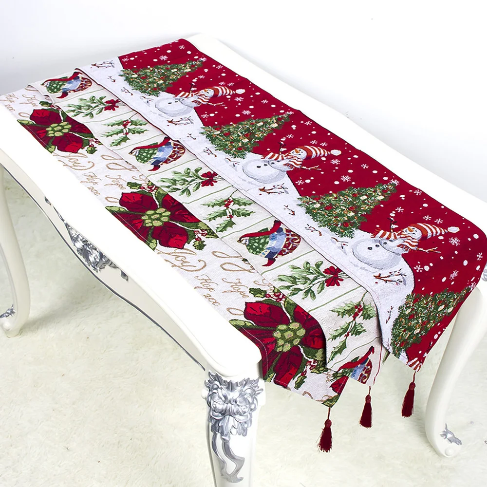  Modern Printed Holiday Dining Table Runner Christmas Table Cloth Cover For Home New Year Decoration