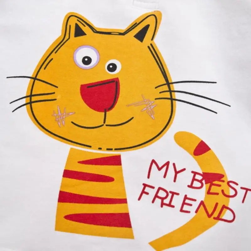 Модный детский джемпер для мальчика и девочки, Осенний хлопковый топ с рисунком кота, футболки с длинными рукавами и отложным воротником, пуловер