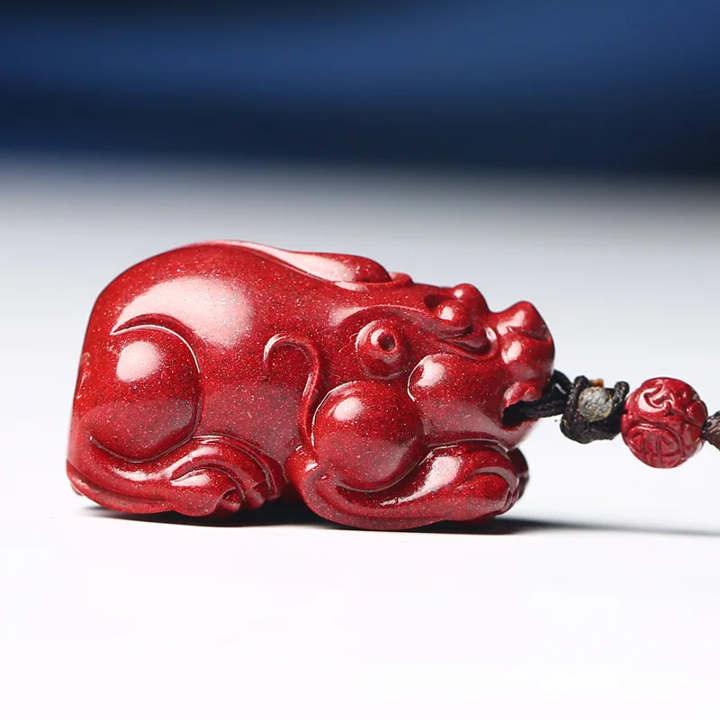 

Natural Raw Ore Cinnabar Fine Carving Pixiu Pendant Red Sand COUPLE'S Brings Safety Auspicious Pendant Small Ornaments