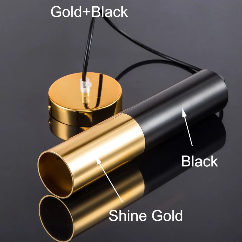 Современный подвесной светильник s GU10 светодиодный светильник, одиночный обеденный светильник, барные лампы, подвесной светильник, светильник ing для гостиной D60mm, алюминиевая трубчатая лампа - Цвет корпуса: Black and Gold