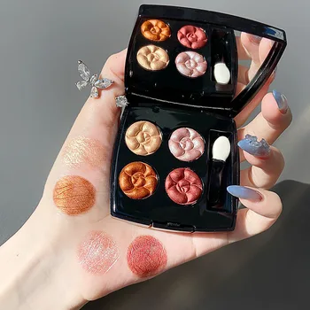 

Xiuse Four-Color Eyeshadow Compact Eye Shadow Combination Student Portable Waterproof Non-Flying Powder