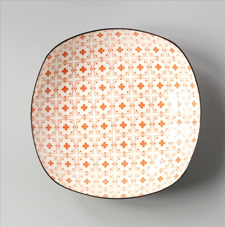 Japanese 8-inch Square Ceramic Dish Glaze Color Simple Household Serving Dish Salad Plate Dinner Plates For Kitchen Utensils - Цвет: 13