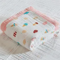 Muslin Cotton Bedding Baby Blanket 6 Layers Gauzed Cotton Kids Children Adult Sleeping Blanket For Bed 4 Large Size Optional 2