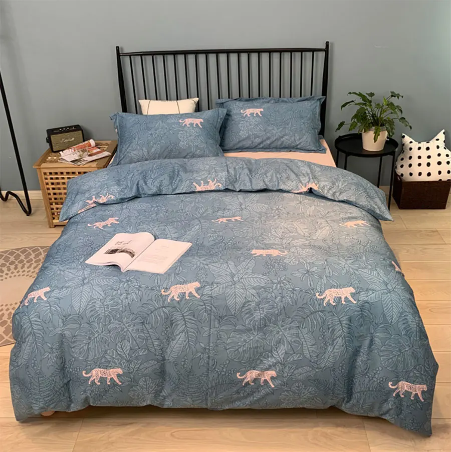 

Pastoral flower leopard print bedding set teen child,full queen king cotton double home textile bed sheet pillowcase duvet cover