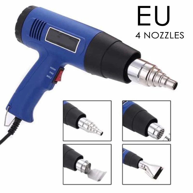 

2019 new AC 220V 1500W Hot sale Air Blower Heat Tool Dual Temperature+ 4 Nozzles Power Tool Set EU Plug