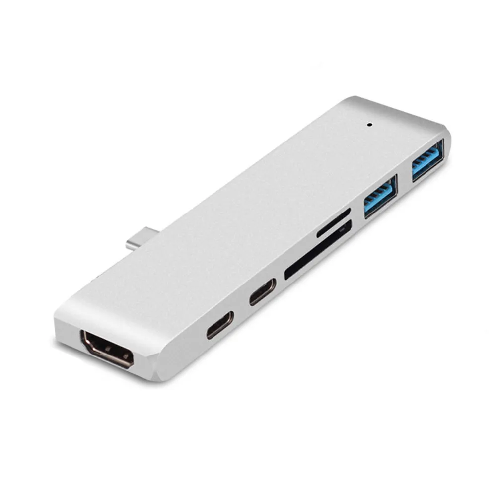 7 в 1 многопортовый концентратор type-C двойной USB-C концентратор адаптер 3,1 порт микро кардридер 4K HDMI для MacBook Pro