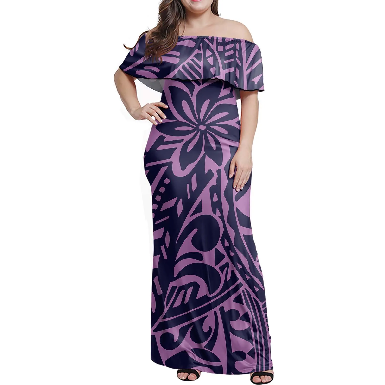 Hycool New 7xl Polynesian Tribal Stripe Print Purple Ladies Plus Size Women Clothing Wholesale Maxi Bodycon Summer Casual Dress Plus Size Dresses Aliexpress