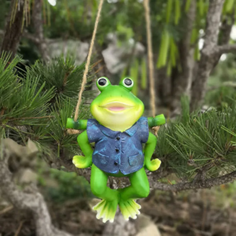 Outdoor Garden Creative Ornaments Tree Hanging Cat Frog Santa Dog Garden Courtyard Balcony Craft Micro Landscaping Decor M2363
