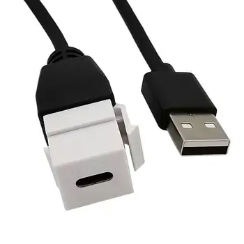 

USB 2.0 A male to type-c Female Cable with Panel Mount Insert Adapter for Wall Socket Face Plate 0.2m；