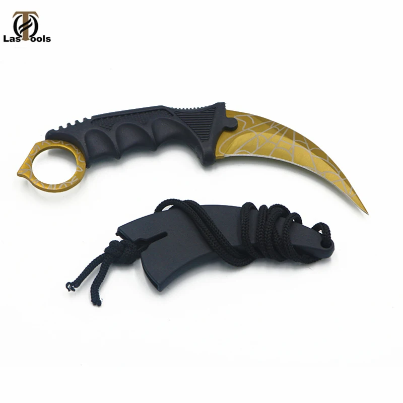 Gold spider Стальные коготь ножи охотничий нож CS GO Тактический коготь Шейный нож Походный походный открытый самооборонный охотничий нож для выживания - Цвет: Gold spider