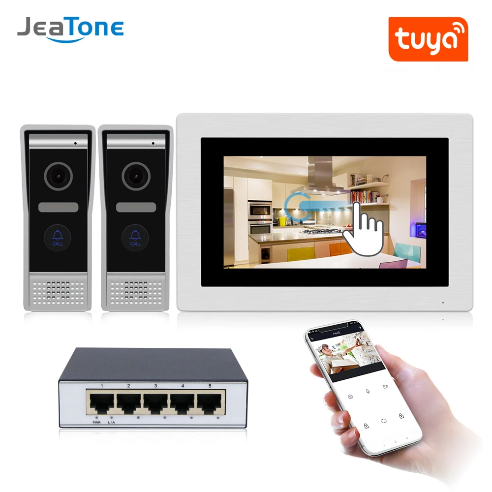 7'' WIFI IP Video Door Phone Intercom Wireless Door Bell Speaker Access Control System Touch Screen Motion Detection for 2 Doors 7'' WIFI IP Video Door Phone Intercom Wireless Door Bell Speaker Access Control System Touch Screen Motion Detection for 2 Doors