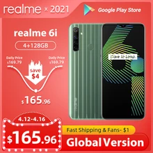 Realme 6i 6 i قطع غيار 4 قطع غيار RAM 128 قطع غيار ROM الاتحاد الأوروبي التوصيل MTK Helio G80 5000 мАч Dewdrop عرض 6,5