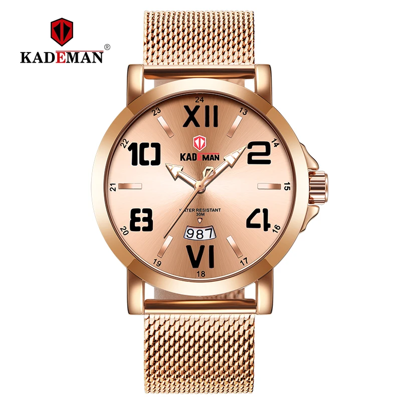 

KADEMAN Top Luxury Brand Men's Watches Business Stainless Steel Quartz Wristwatch Calendar Waterproof Clock Relogio Masculino