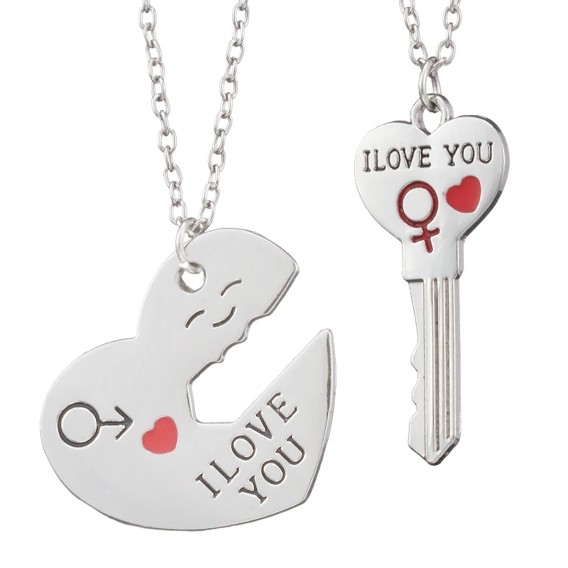 Mode Charme Paar ICH LIEBE DICH Brief Schlüsselbund Herz Schlüssel Ring Silbrig Liebhaber Liebe Schlüssel Kette Valentinstag Geschenke Schmuck – Detail 5