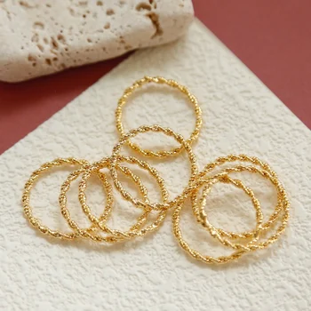 

Japanese Retro Exquisite Linen Flower Color Closed Ring Plated 18K Gold Maintains Color Earrings DIY Handmade Ornament 4pcs