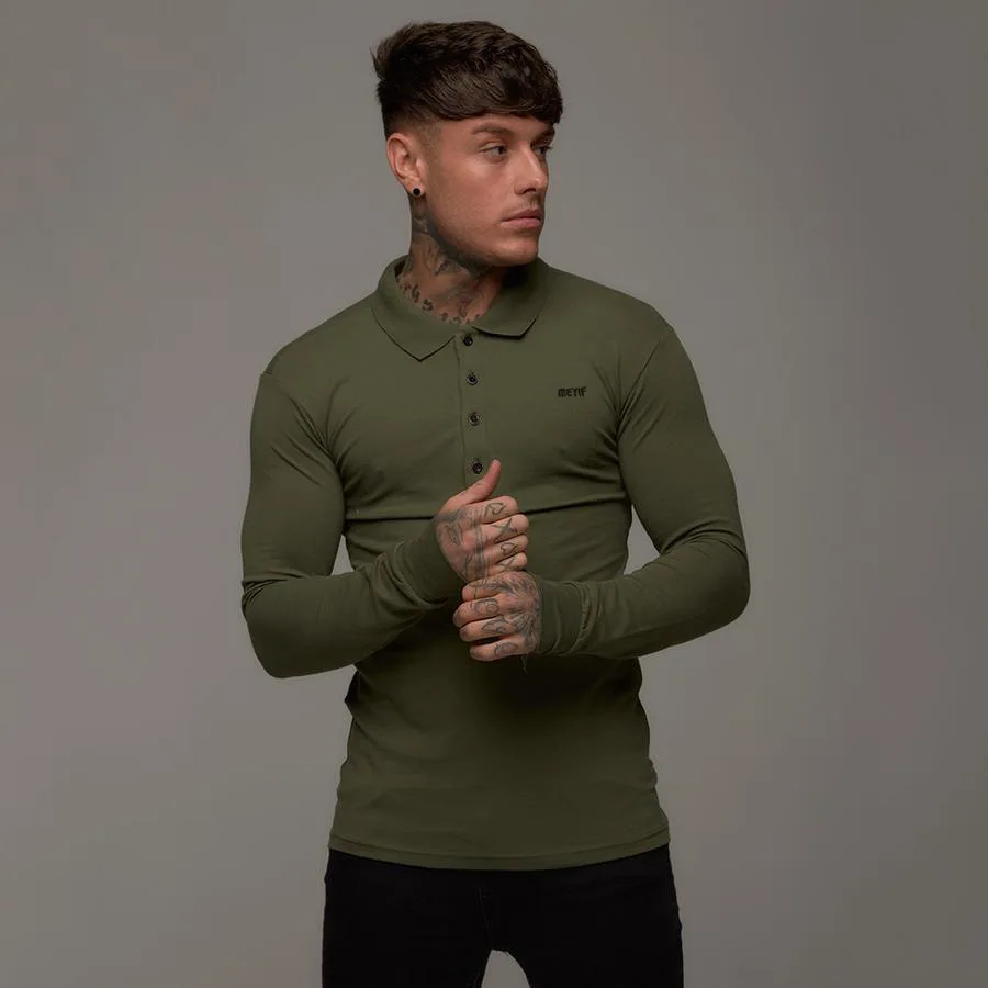 New 2019 Autumn Mens Polo Shirt Brand Male Long Sleeve Fashion Casual Slim Polka Dot Pocket Button Men Pure color Jerseys Polos | Мужская