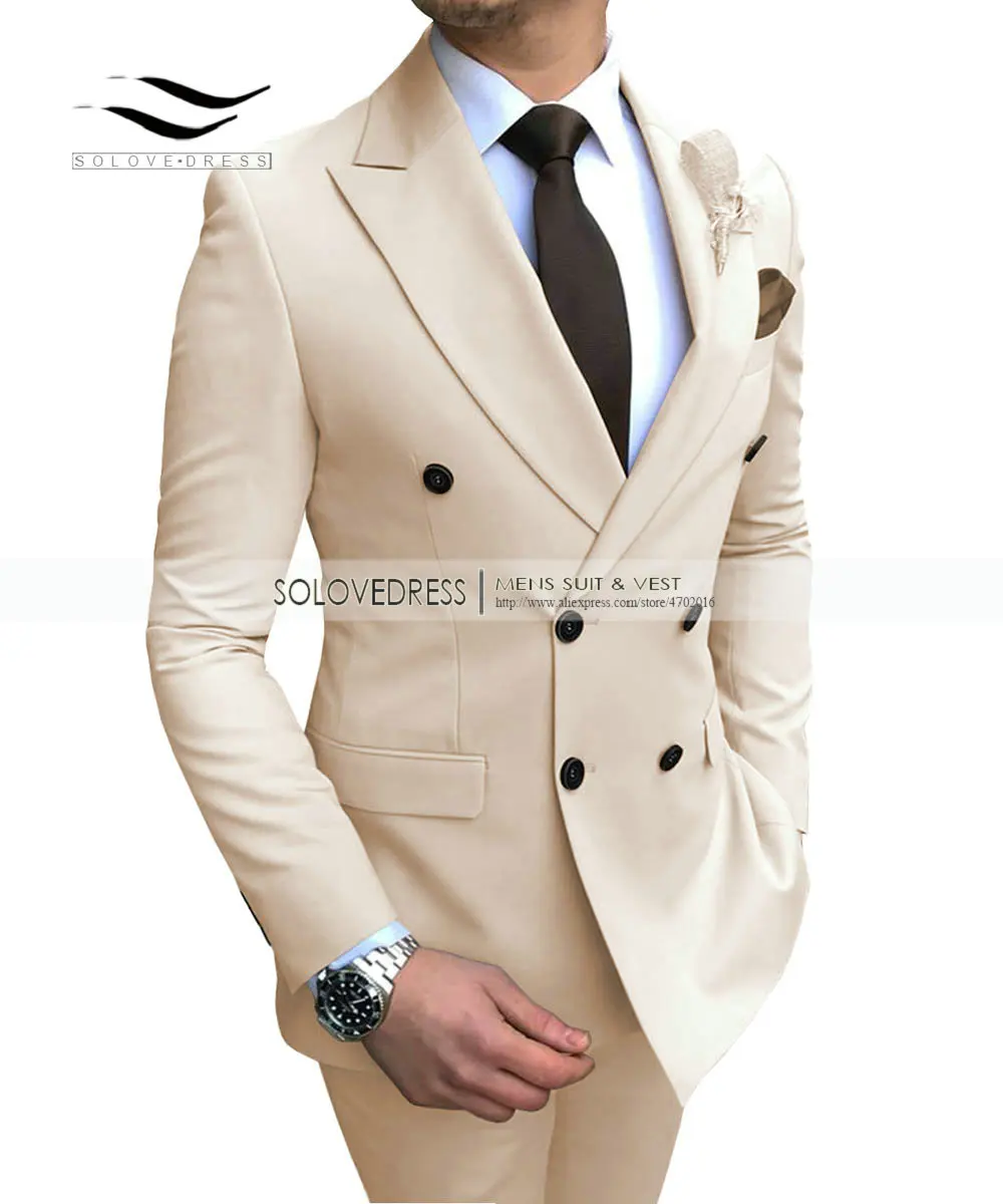Solovedress мужской однотонный Костюм Премиум Свадебные смокинги Slim Fit 2 шт. Выпускной Блейзер жилет под смокинг и брюки бордовый двубортный