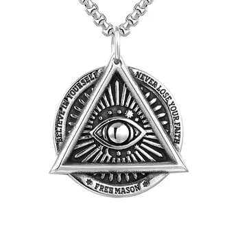 

Ancient Freemason Illuminati all seeing eyes Stainless Steel Necklace Pendant