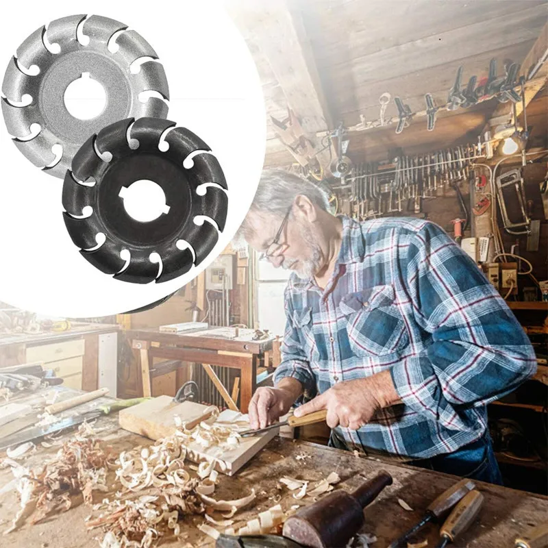 

90mm Wood Carving Discs 12 Teeth Manganese Steel 22mm Bore Hardness Grinding Wheel Attachment for 125 Angle Woodworking Tool