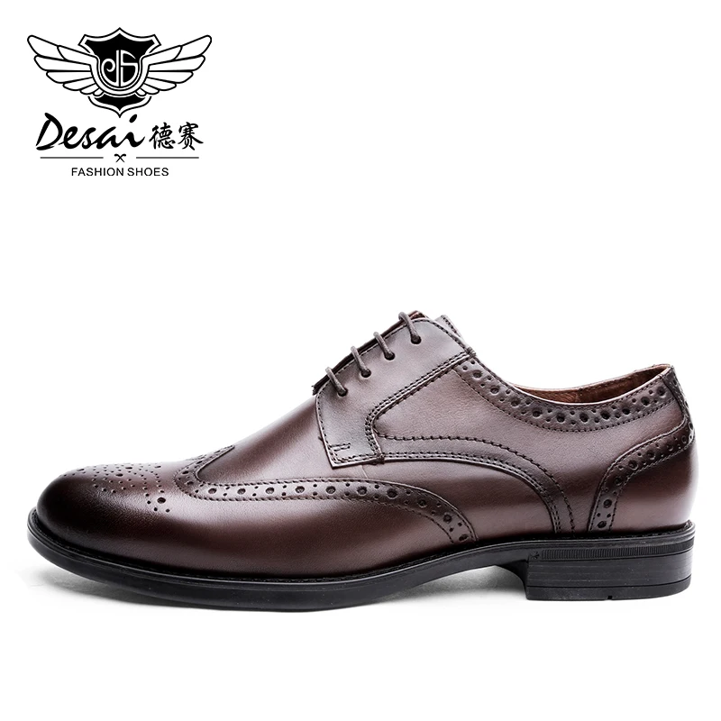 

DESAI High Quality Men's Leather Dress Shoes In Spring and Autumn, 100% Genuine New Fashion Handmade Leather Shoes 2019