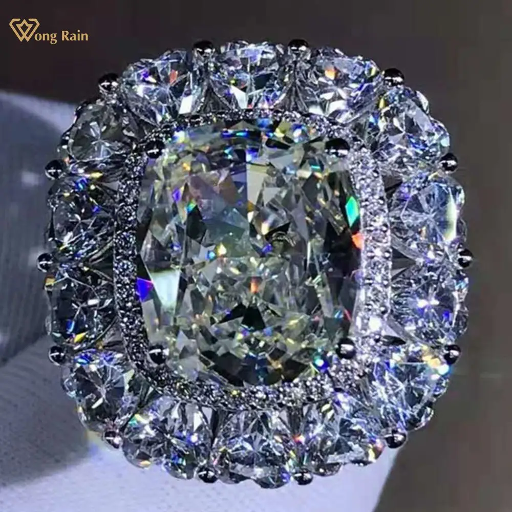 Wong Rain 100% Стерлинговое Серебро 6 карат D Created Moissanite бриллианты драгоценный камень