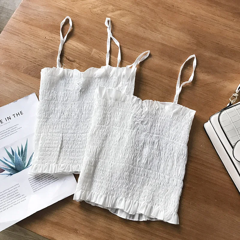 

Stock WOMEN'S Dress Overstock-Slimming Solid Color Korean-style Strapped Vest Versatile Tops Women's 12.17