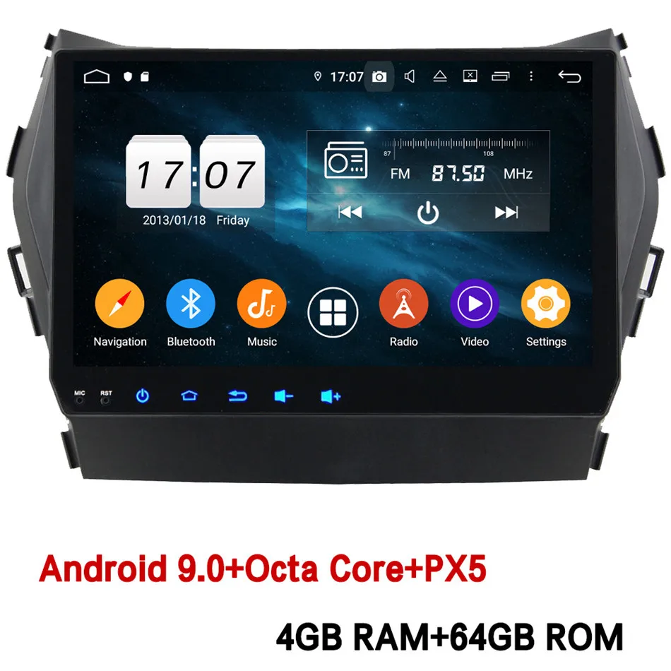 4GB RAM x 64GB ROM Klyde " ips 4G Android 9 Восьмиядерный 4 Гб ОЗУ 64 Гб ПЗУ DSP BT автомобильный DVD мультимедийный плеер радио для hyundai IX45 Santa FE 2013 - Цвет: 4GB RAM x 64GB ROM