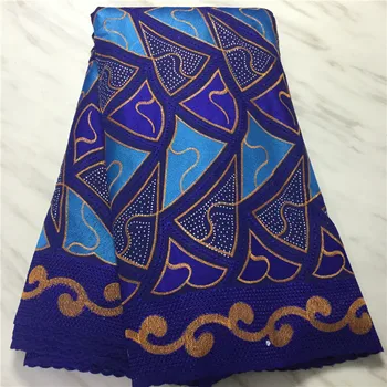 

2020 New Arrival Perforated Design Swiss Cotton Lace Fabric with Rhinestones,5Yards Nigerian Brocade 100%Cotton Fabric for Party