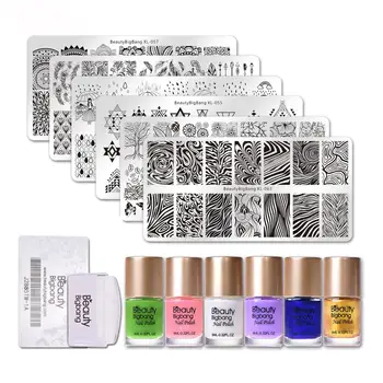 

Beauty BigBang 14Pcs/Set Nail Art Stamping Template Kit Water Marble Nail Stamper With Clear Jelly Stamp Polishes