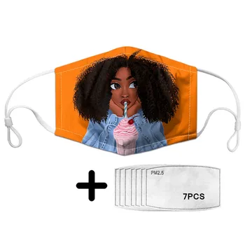 

Fashion African Black Girls Print Anti Dust Mouth Mask with PM2.5 Filter Children Daily Face Masks for Teenager Boys Protection