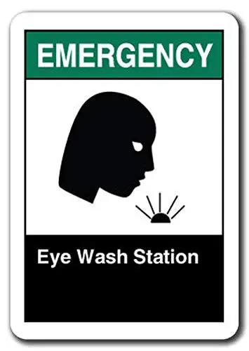 

For Emergency Sign Eye Wash Station Safety Sign ansi OSHA Label Decal Sticker Retail Store Sign Sticks to Any Surface 8"
