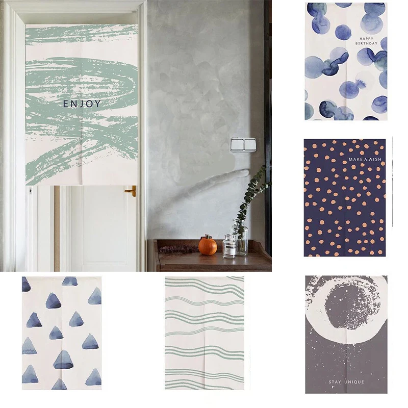 

Cotton Linen Bedroom Kitchen Door Curtain Shower Toilet Half Panel Curtain Partition Curtain Doorway Hanging Curtain Decoration