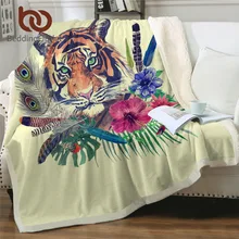 BeddingOutlet пушистое одеяло с головой тигра, акварельное плюшевое одеяло, дикое животное, постельные принадлежности, Павлин, цветочный лист, экзотическое одеяло на заказ