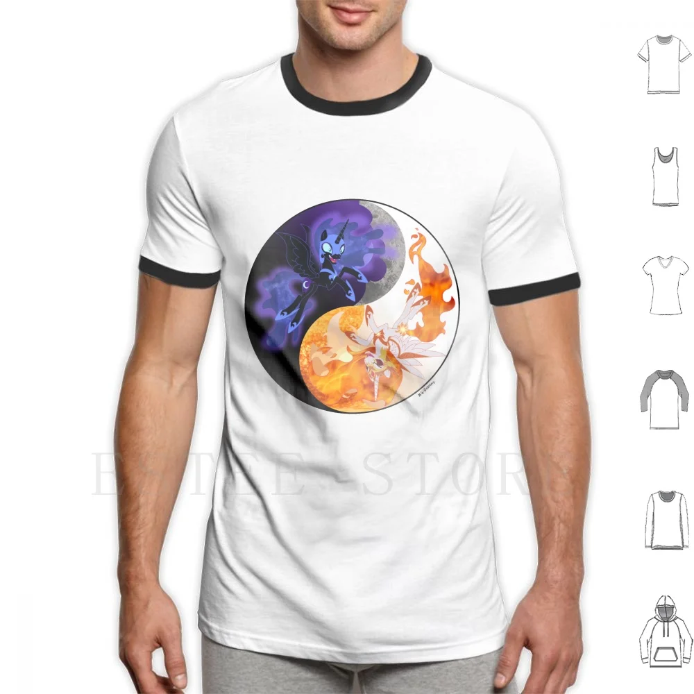 Maglietta Luna E Sole Uomo Cotone 6Xl Nightmare Moon Nightmare Moon Daybreaker Mlp My Little Yin Yang