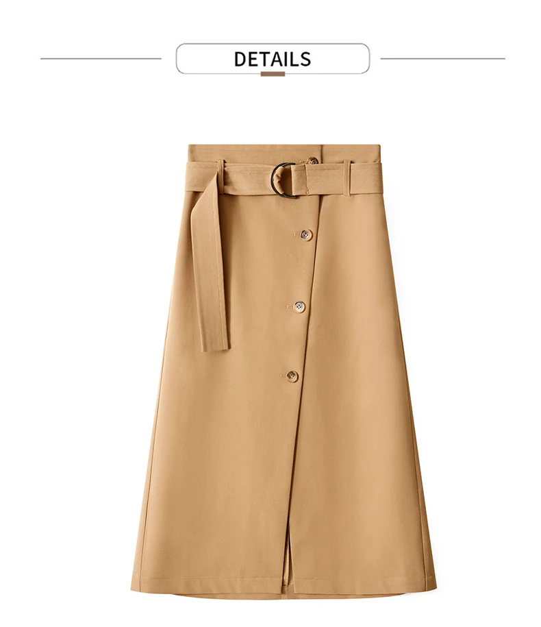 AMII Minimalism Summer Autumn Fashion Solid Aline Single-breasted Women Skirt Causal Belt Calf-length Female Skirt 12030047