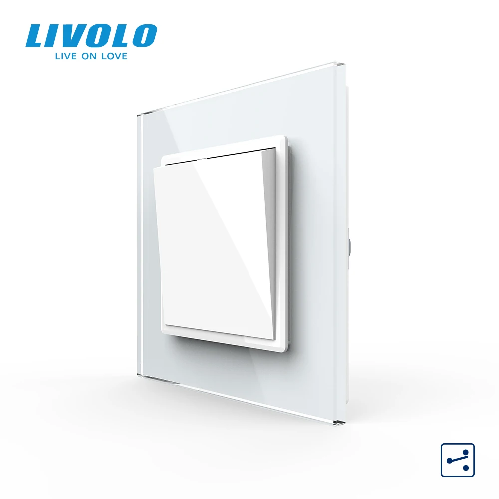 Livolo Manufacturer EU standard Luxury crystal glass panel,Push button 2 Way switch, keyboard switch ,key pad cross switch afbeelding
