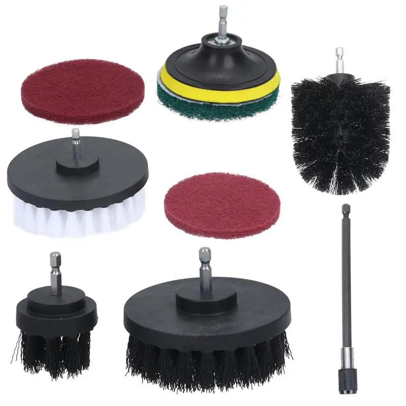 Black 12pcs Electric Cleaning Brush Electric Drill Cleaning Brush Attachments Multifunction Power Scrubber Brush - Color: Black