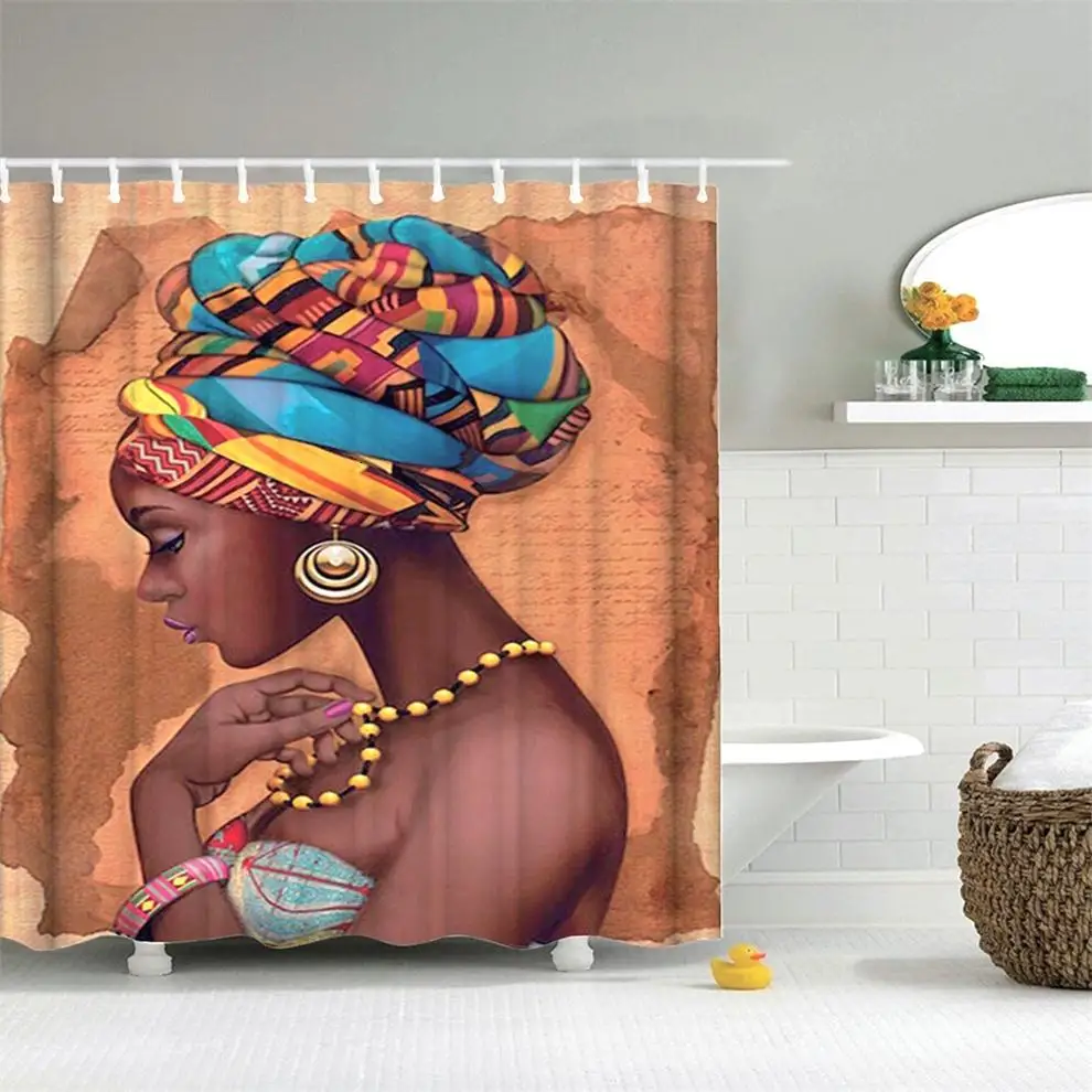 Duffy африканская Женская занавеска для душа и Африканская Сексуальная Женская водонепроницаемая полиэфирная ткань занавеска для ванной комнаты 180x200 см - Цвет: 23074