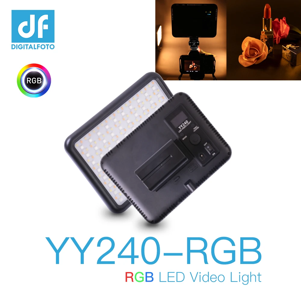 Видео YY240 2500-8500K затемнение RGB светодиодный непрерывный панельный светильник фоновый светильник для камеры видеокамеры полноцветный с 10 светильник ing