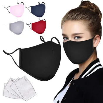 

2pc Face Mask With 4pc Carbon Filter Women Fashion Printing Windproof Masks Mascarilla Con Filtro Washable Reusable Masque Маска